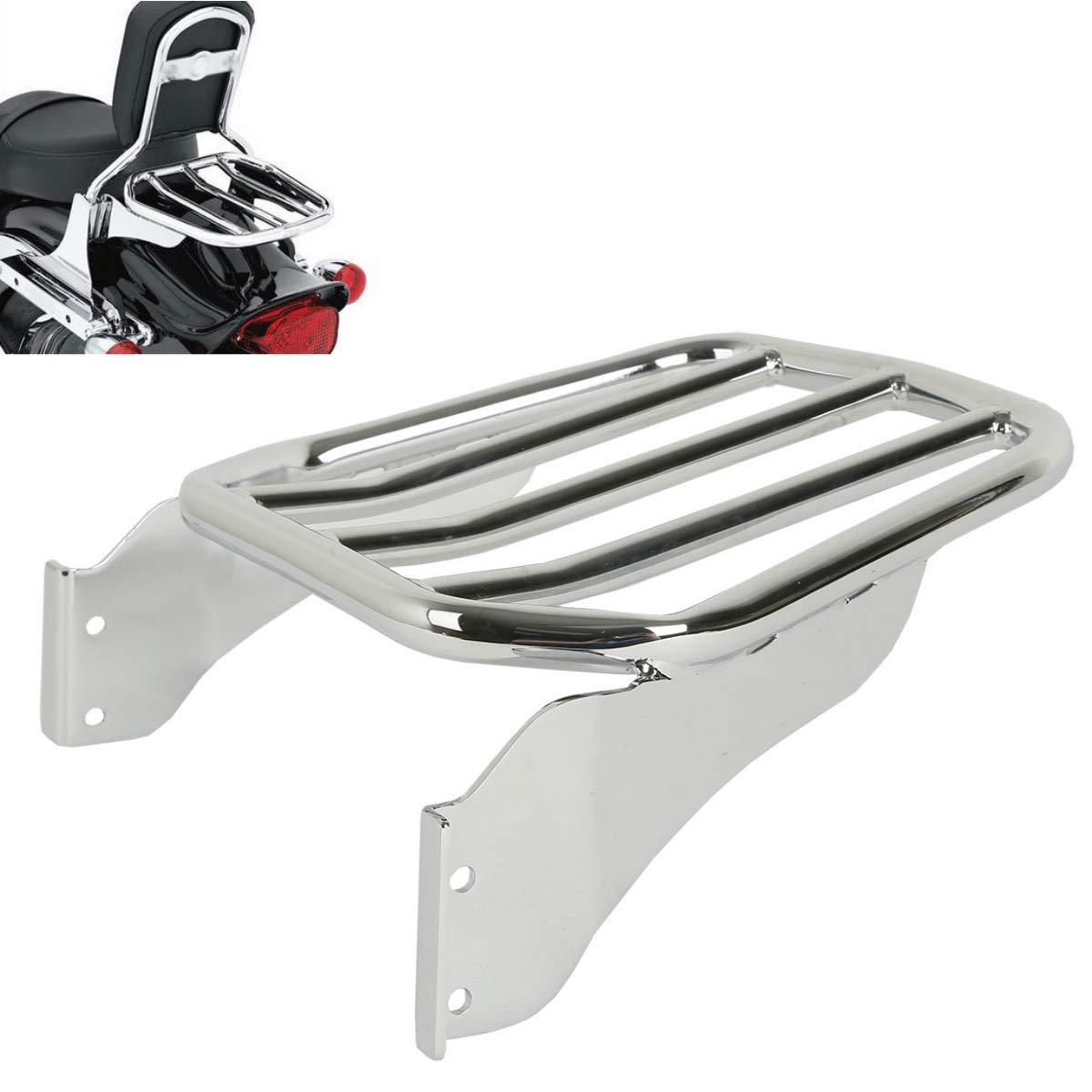 XMT-Motor Motorrad Gepäckträger Rückseite Kompatibel mit Harley Softail Fat Boy 2007-2017 Softail Custom 2007-2010 Night Train 2006-2009 (Chrom) von XMT-MOTOR