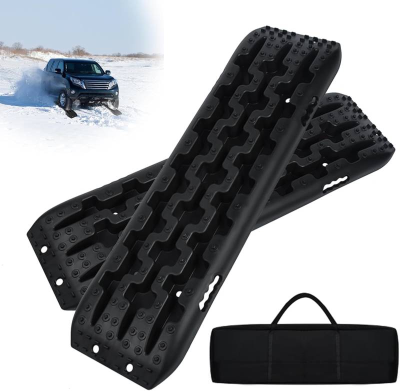 XMTECH 2 Stück Anfahrhilfe Sandbleche Offroad Traktionsmatte Kunstoff, Anfahrhilfe Wohnmobil, sandbleche wohnmobil Recovery Board Offroad Tracks, Traktionshilfe Traktionsband für Geländewagen LKW PKW von XMTECH