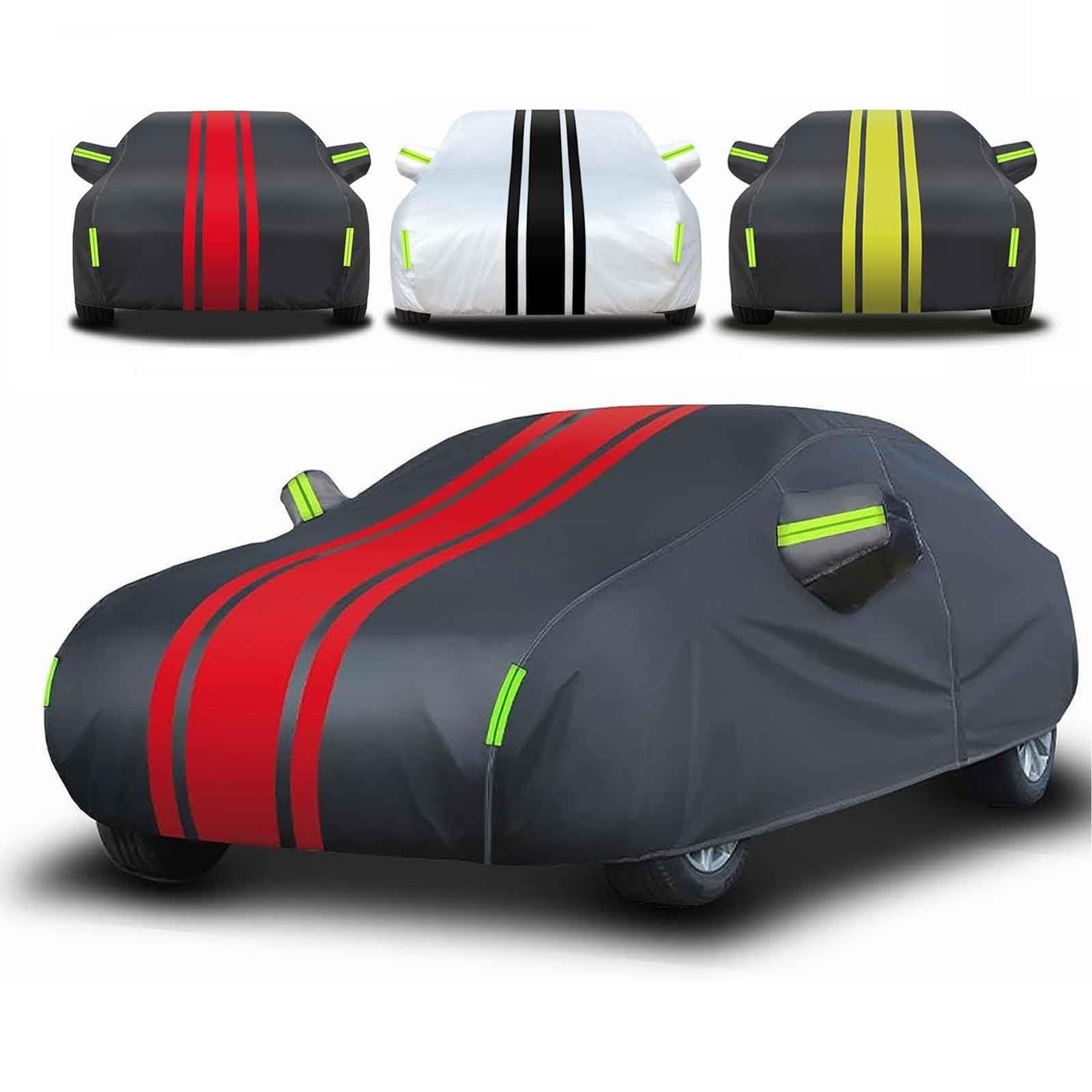 XMYAN Autoabdeckung Wasserdicht Autoabdeckplane für 𝖢itroen Nemo Multispace 2008-2017, Autoplane Atmungsaktiv Outdoor UV-Schutz Reflektionsstreifen (Black Red,für 𝖢itroen Nemo Multispace 2008-2017) von XMYAN
