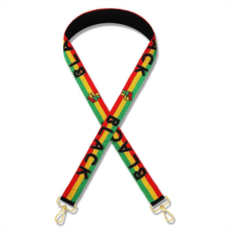 XOCARTIGE Afrikanischer Geldbörsenriemen mit Perlen, AFRO Juneteend Crossbody-Tasche, Schultertasche, Riemen, Juneteenth Outfit-Zubehör, Schwarz von XOCARTIGE