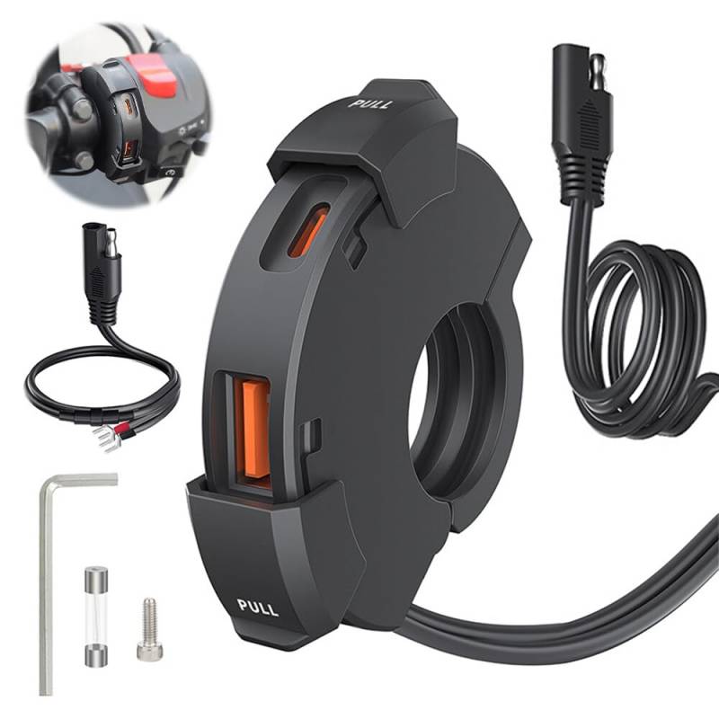 XPJBKC 12v USB Steckdose Motorrad,18-30w Motorrad USB C 12v Steckdose,Motorrad USB Steckdose Wasserdicht,Motorrad USB Ladegerät für 12v ~24v Motorrad Wohnmobil Kfz Boot von XPJBKC