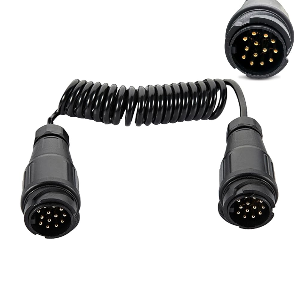 XPJBKC Anhängerkabel 13 Polig, 2M 13 Poliger Anhängerstecker auf 13 Poliger Stecker Adapterkabel Anhänger Spiralkabel, für Bootstrailer Kfz Wohnwagen Wohnmobil Fahrradträger XPJBKC Anhängerkabel 13 Polig, 2M 13 Poliger Anhängerstecker auf 13 Poliger Stecker Adapterkabel Anhänger Spiralkabel, für Bootstrailer Kfz Wohnwagen Wohnmobil Fahrradträger von XPJBKC
