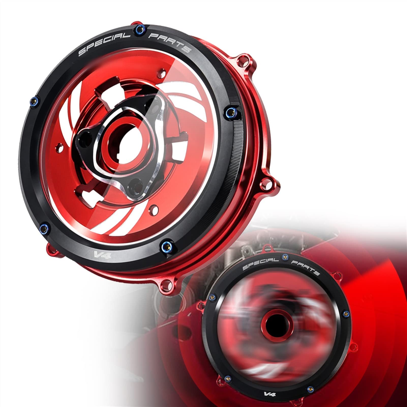Für Ducati Panigale V4 V4s V4 Speciale 2018 2019 2020 2021 Kupplungsdeckel Motor Racing Spring Retainer R Protector Guard Druckplattensatz Schmücken (Color : Black) von XQSSB