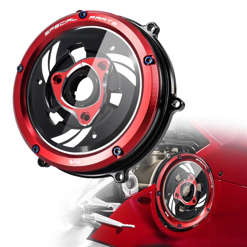 Für Ducati Panigale V4 V4s V4 Speciale 2018 2019 2020 2021 Kupplungsdeckel Motor Racing Spring Retainer R Protector Guard Druckplattensatz Schmücken (Color : Red) von XQSSB