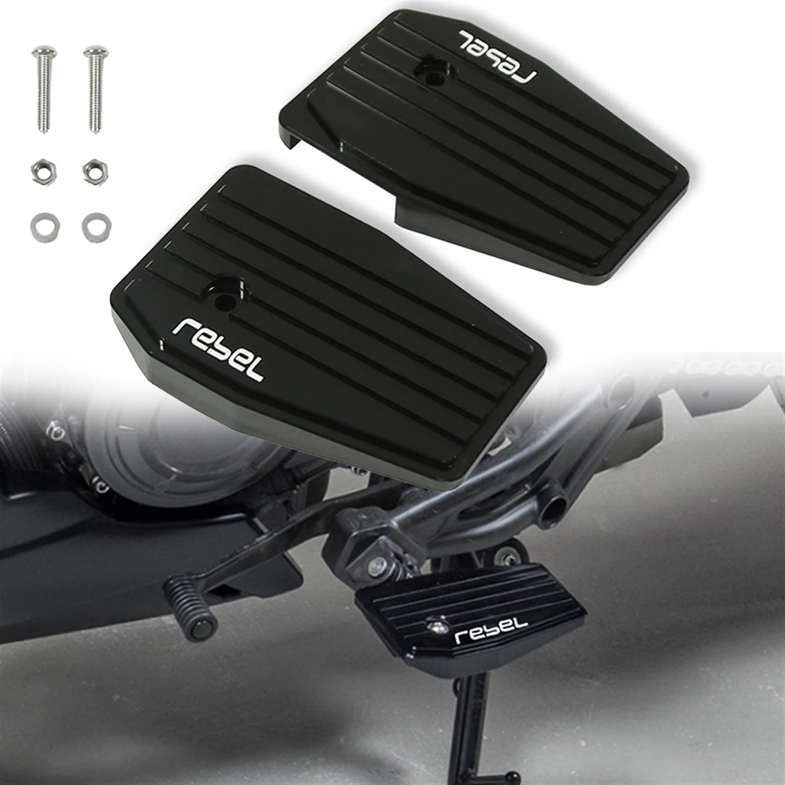 Fußstütze Motorrad Billet Breite Fußrasten Pedale Rest Fußrasten Zubehör Für Honda CMX500 Rebel CMX 500 300 Rebel500 2017 2018 2019 2020 2021 2022 Schmücken (Color : Rebel Logo) von XQSSB