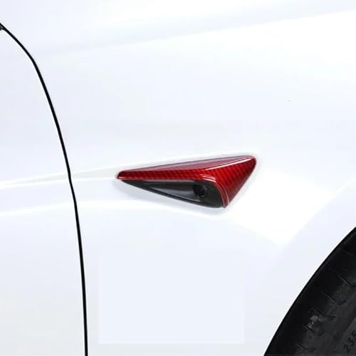 XRLHMP Echte Carbonfaser-Seitenkameraabdeckung for Tesla Model 3 Highland 2024 HW4.0 Blattbrett-Schutzaufkleber Autodekor-Zubehör(HW4.0 Red Carbon) von XRLHMP