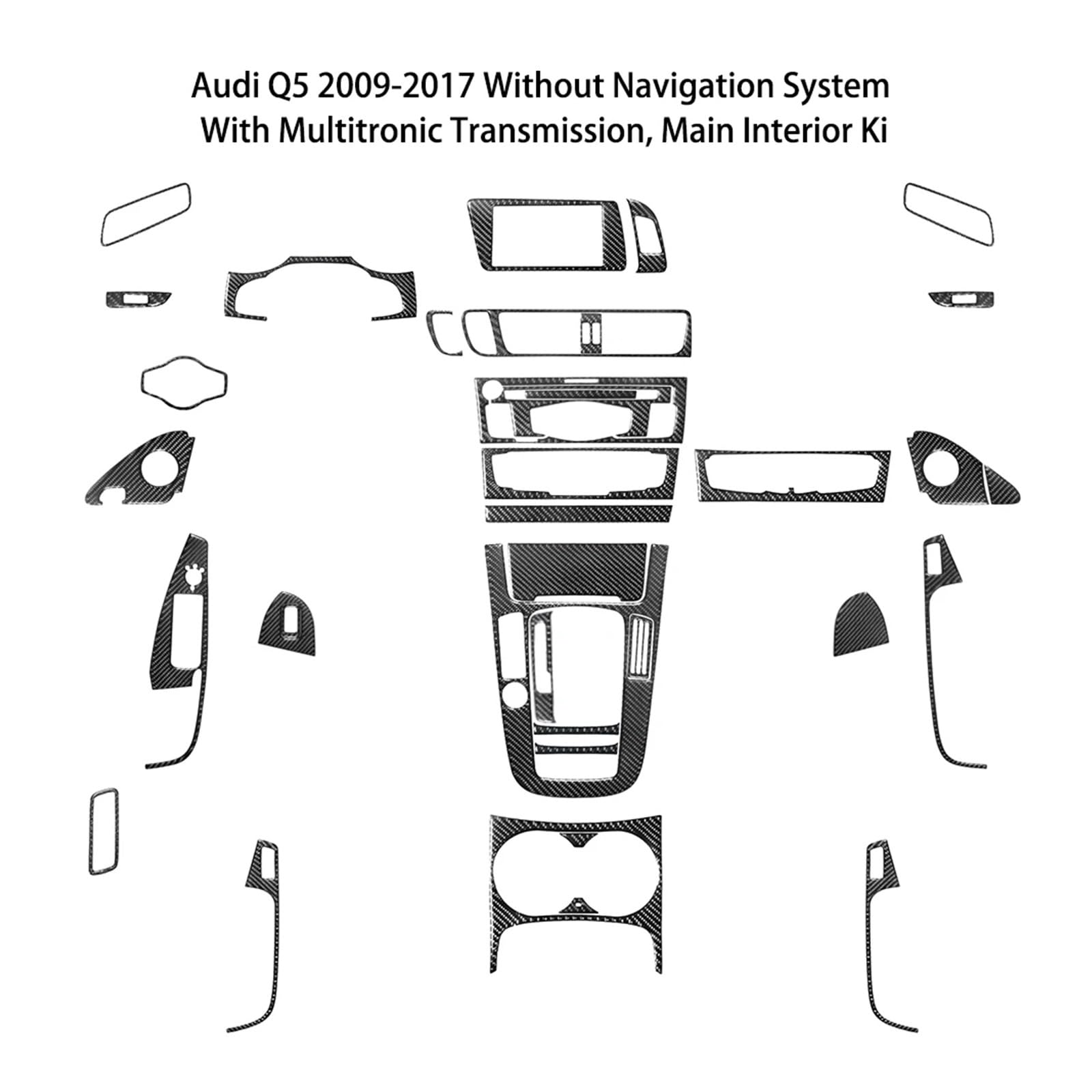XRLHMP Schwarzer Schutzaufkleber aus Kohlefaser, Auto-Innendekorationsabdeckung, kompatibel mit Audi Q5 2009–2017 ohne Navigation, Styling-Zubehör(Type 18) von XRLHMP