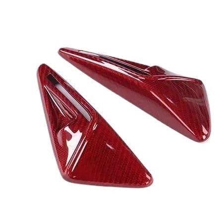 XRLHMP Seitenkamera-Abdeckung, kompatibel mit Tesla Model 3/Y/3 Highland 2021–2024, Aufkleber aus echter Kohlefaser, Blattbrett, Autozubehör 3K240G(HW3.0 Red Carbon) von XRLHMP