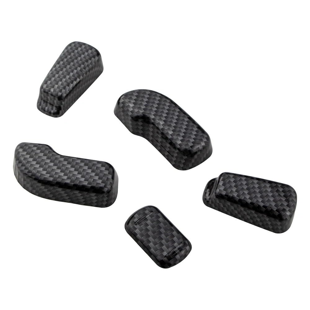 Auto Aufkleber 5 Stücke Auto Sitz Einstellung Knopf Knopf Schalter Trim Für Koleos 2017 2018 2019 2020 2021 Abdeckung ABS Chrom Zubehör Innenzubehör(Carbon Fiber Black) von XRUKGUO