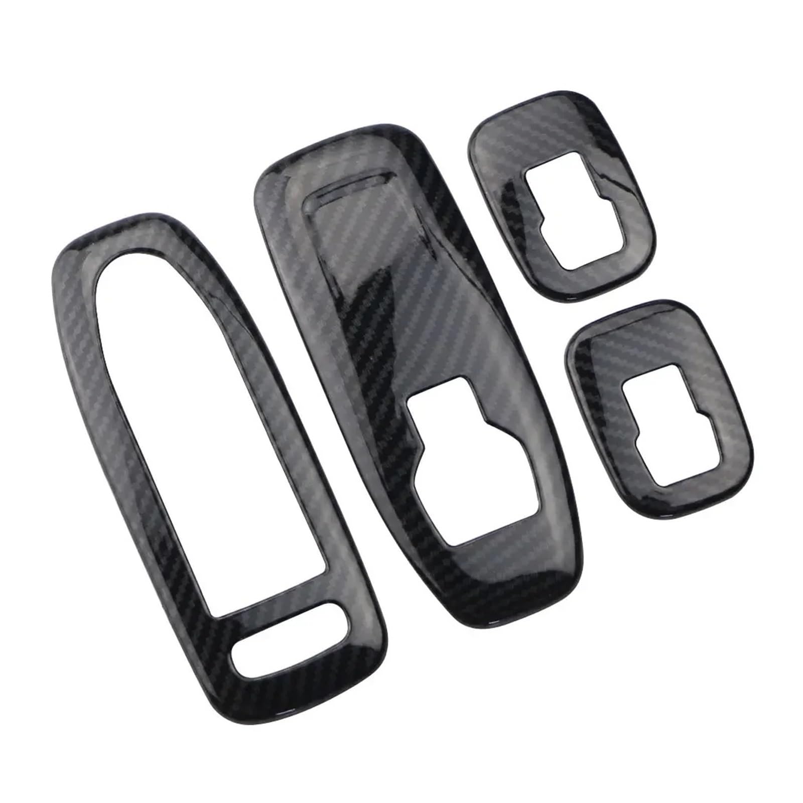 Auto Aufkleber Auto Fensterheber-Tastenfeld-Abdeckung Für Peugeot 2008 2014–2019 4 Stück Türarmlehnen-Ordnungsaufkleber, Styling, Innenzubehör Innenzubehör(Carbon Fiber Black) von XRUKGUO