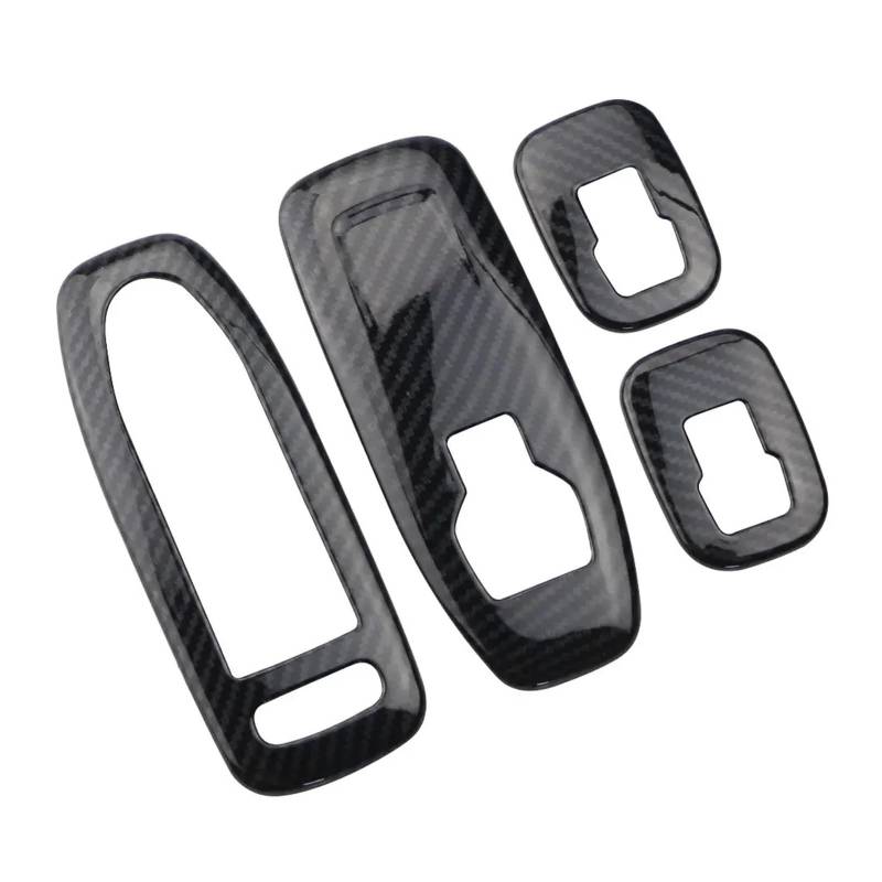 Auto Aufkleber Auto Fensterheber-Tastenfeld-Abdeckung Für Peugeot 2008 2014–2019 4 Stück Türarmlehnen-Ordnungsaufkleber, Styling, Innenzubehör Innenzubehör(Carbon Fiber Black) von XRUKGUO