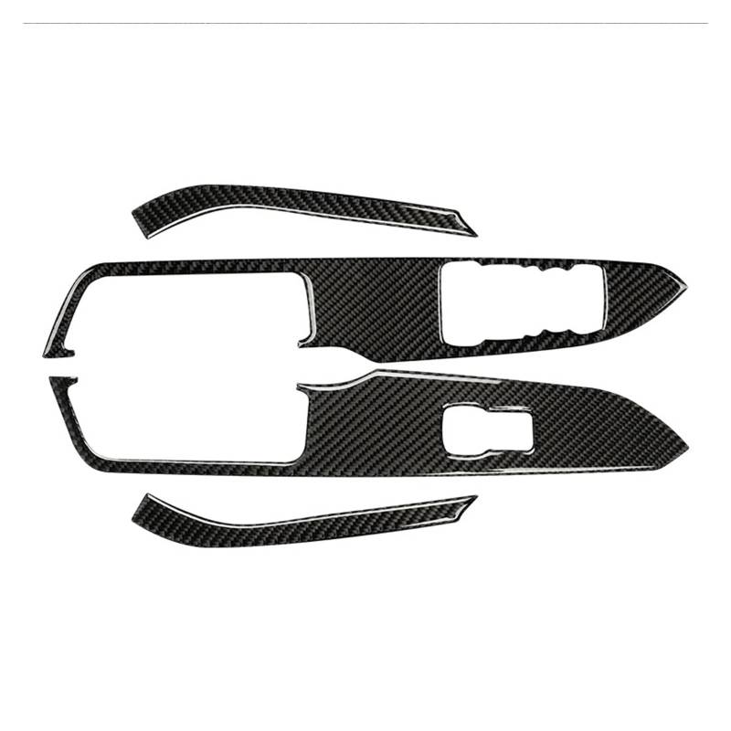 Auto Aufkleber Für Ford Für Mustang GT 2015-2021 Zubehör Carbon Faser Auto Windows Hebe Schalter Bedienfeld Dekoration Abdeckung Trim Aufkleber Innenzubehör(Black(LHD)) von XRUKGUO