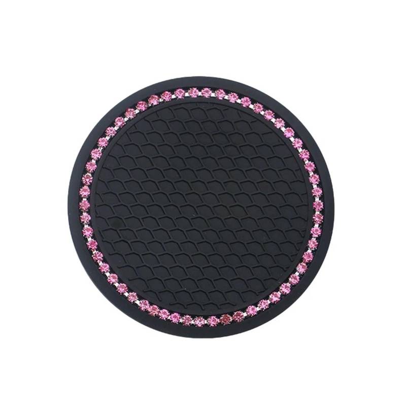 Auto Aufkleber Strass Auto Wasser Tasse Flasche Halter Anti-rutsch-Matte Pad Silica Gel Non-Slip Auto Matte Für Mini Für Cooper Auto Innen Innenzubehör(Rosa) von XRUKGUO