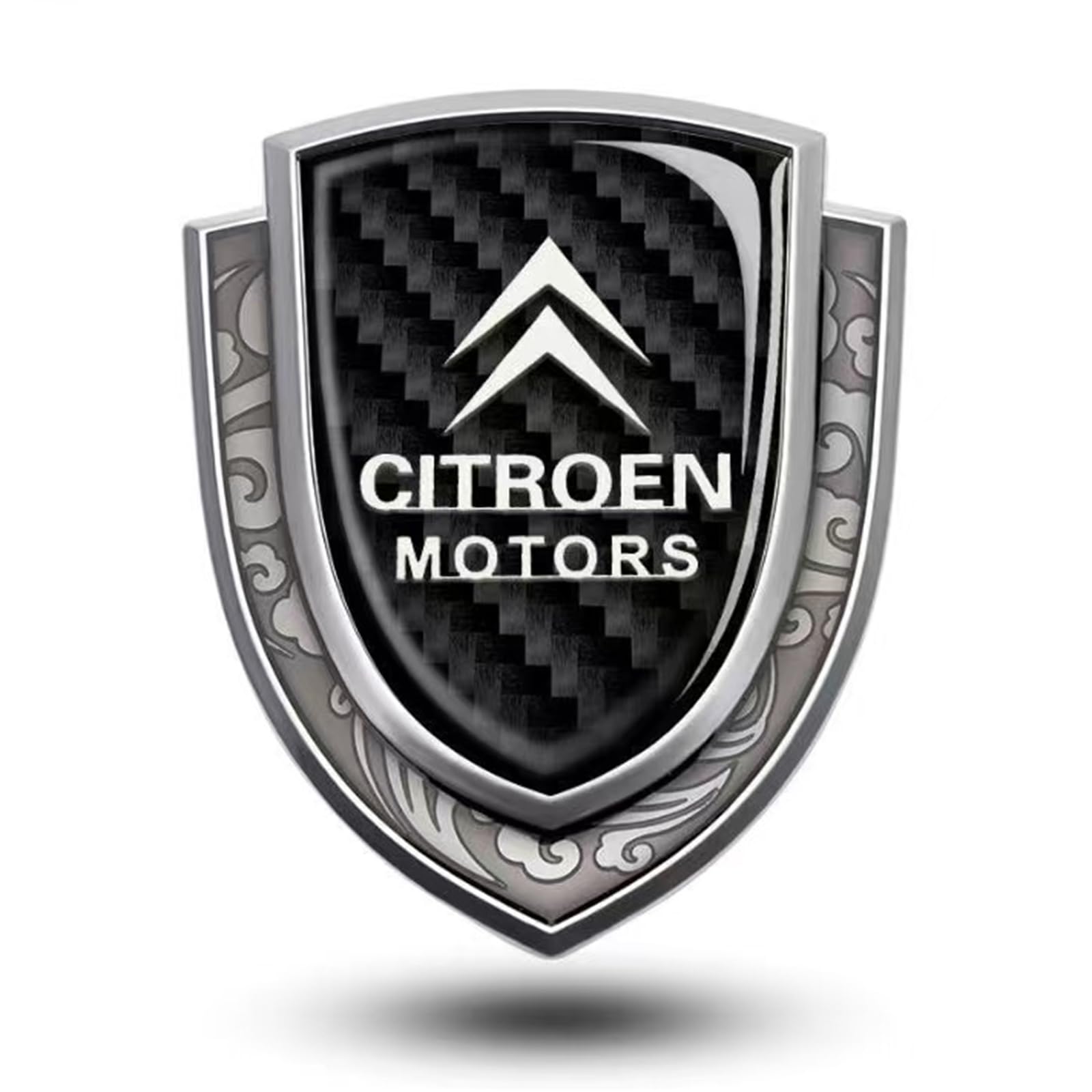 Für Citroen C3L C4 C-QUATR C4L C4 AIRCROSS Xsara picasso C-Triomphe Auto Emblem,Brauch 3D Metall Heckklappe Emblemr,Nicht Leicht zu Verformen Karosserie Kofferraum Dekoration Aufkleber (Silver) von XSYBHD
