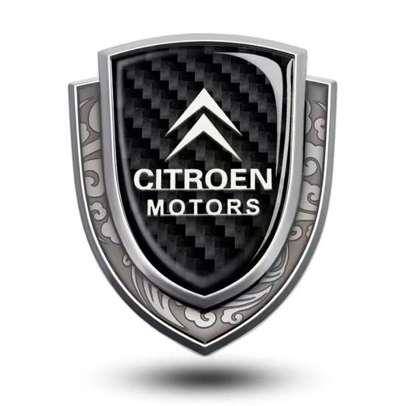 Für Citroen C3L C4 C-QUATR C4L C4 AIRCROSS Xsara picasso C-Triomphe Auto Emblem,Brauch 3D Metall Heckklappe Emblemr,Nicht Leicht zu Verformen Karosserie Kofferraum Dekoration Aufkleber (Silver) von XSYBHD