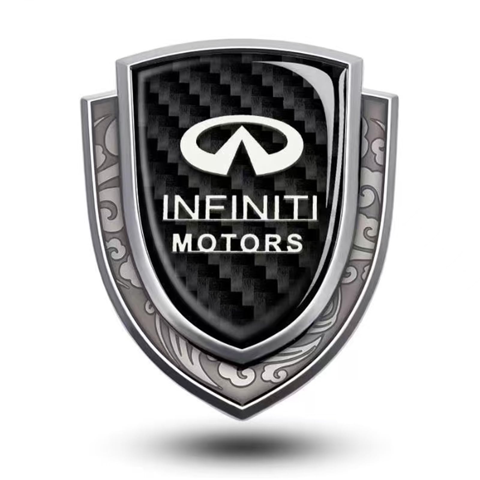 Für Infiniti QX Q30 GranTurismo QX Sport Inspiration Q80 QX Inspiration Auto Emblem,Brauch 3D Metall Heckklappe Emblemr,Nicht Leicht zu Verformen Karosserie Kofferraum Dekoration Aufkleber (Silver) von XSYBHD
