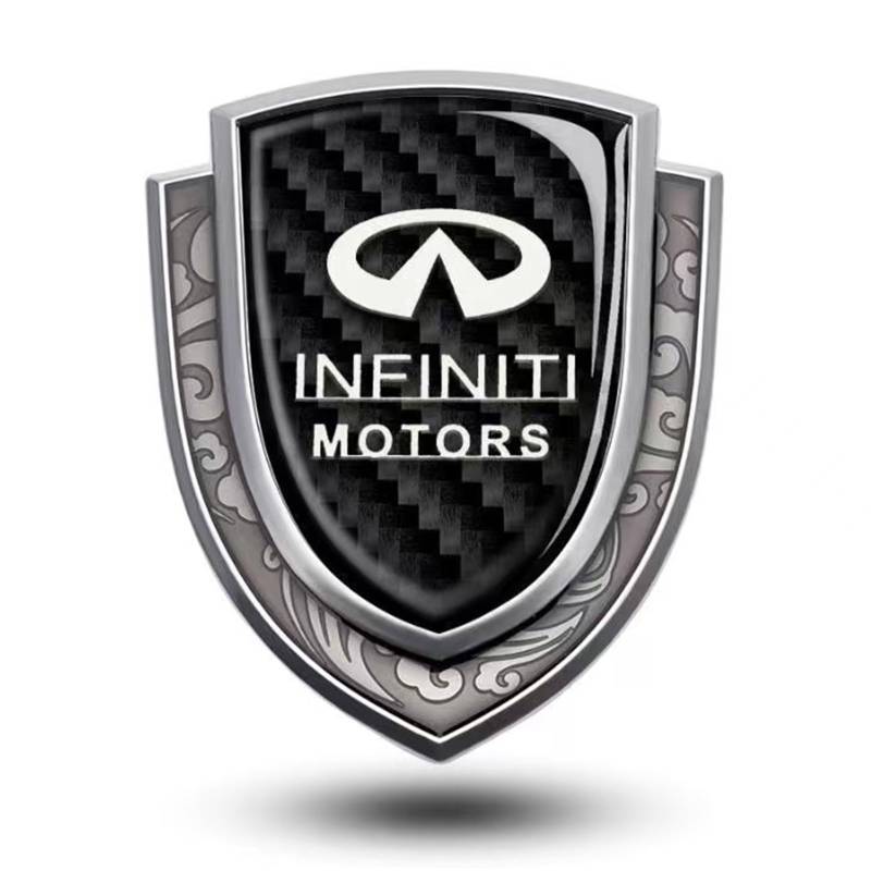 Für Infiniti QX Q30 GranTurismo QX Sport Inspiration Q80 QX Inspiration Auto Emblem,Brauch 3D Metall Heckklappe Emblemr,Nicht Leicht zu Verformen Karosserie Kofferraum Dekoration Aufkleber (Silver) von XSYBHD