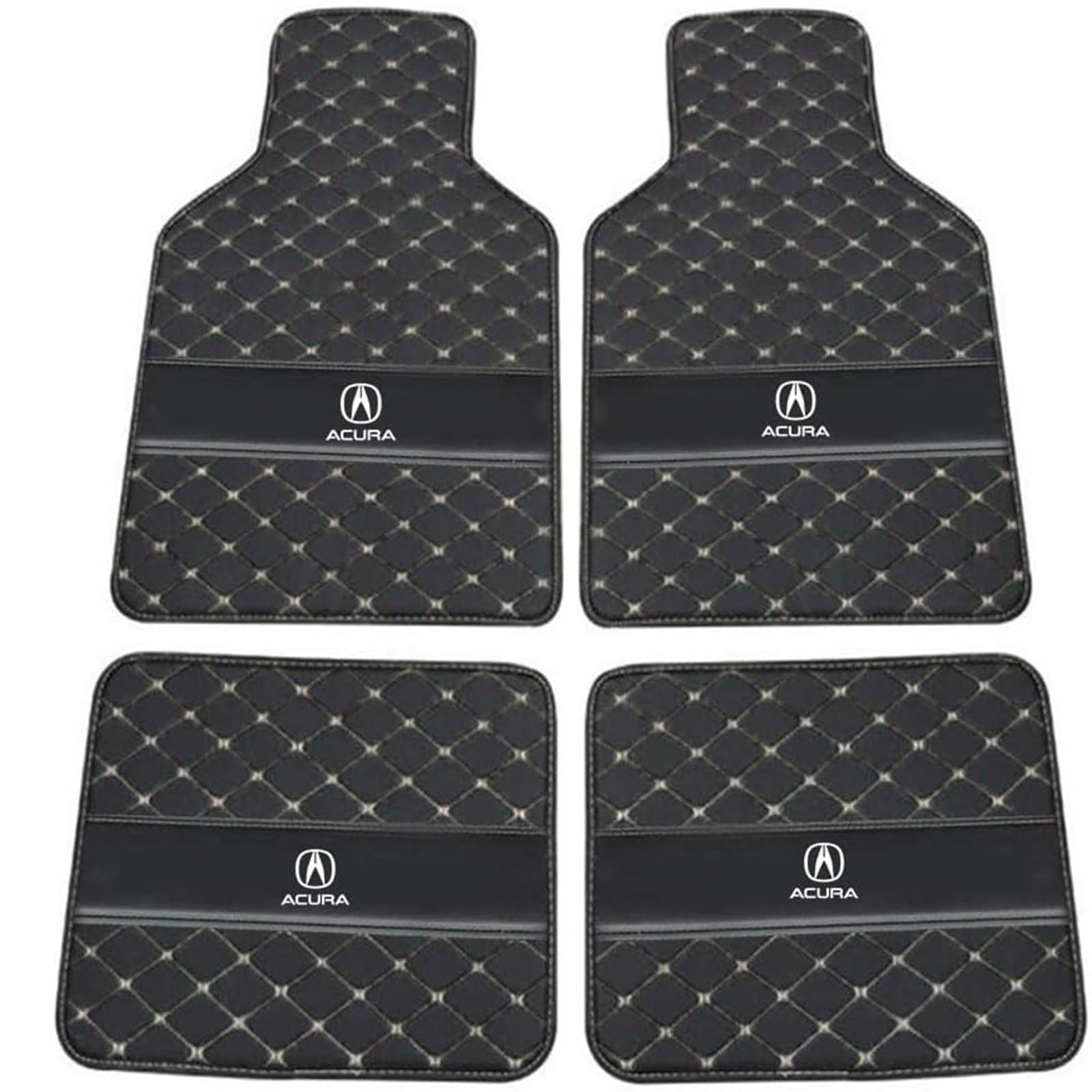 XSYBHD Für Acura CDX 2016-2021 Auto Fußmatten,Maßgeschneiderte Leder Vordere Hintere Reihe Bodenmatten,Allwetter Autoteppich Matten Set(Black Beige) von XSYBHD