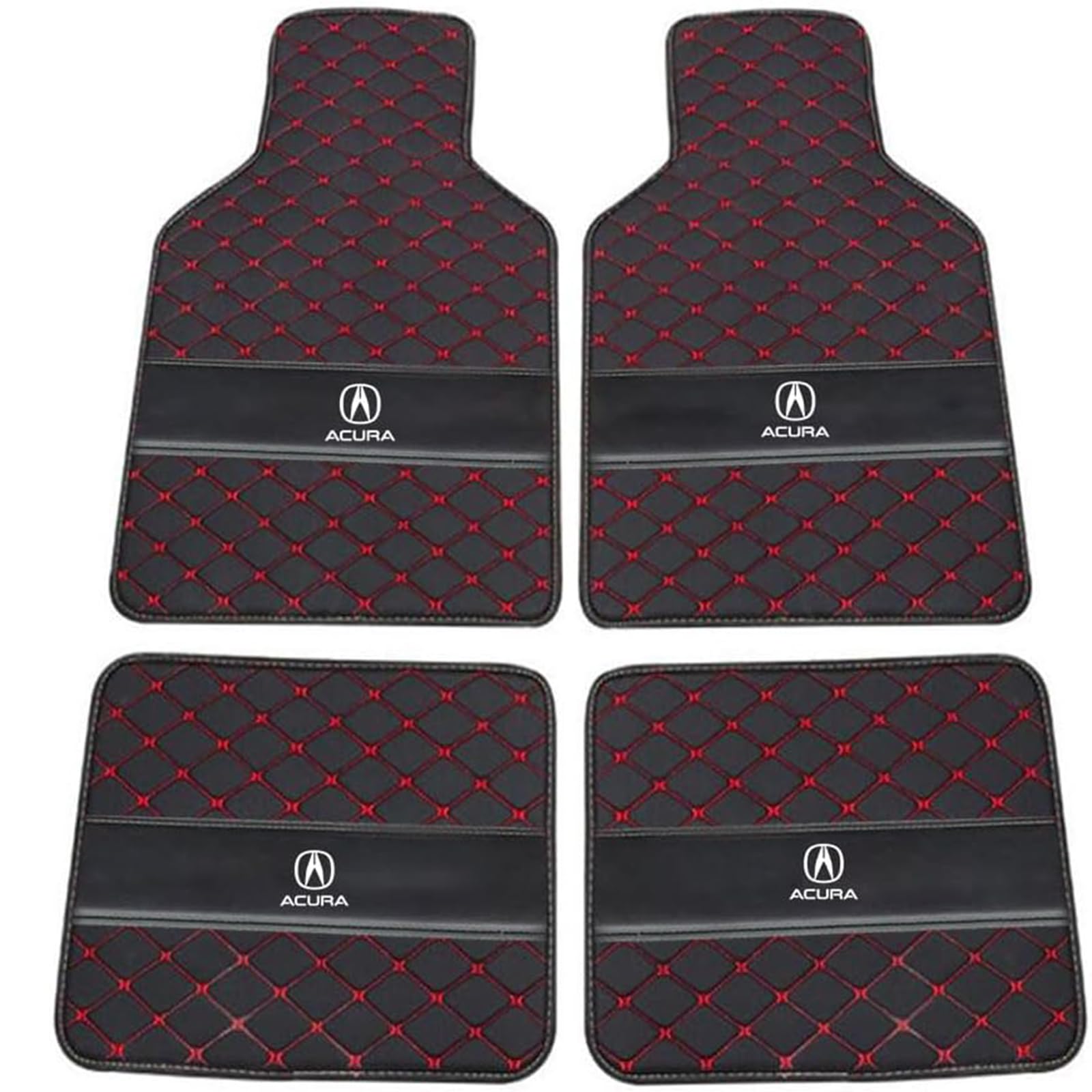 XSYBHD Für Acura RDX 2019-2020 Auto Fußmatten,Maßgeschneiderte Leder Vordere Hintere Reihe Bodenmatten,Allwetter Autoteppich Matten Set(Black Red) von XSYBHD