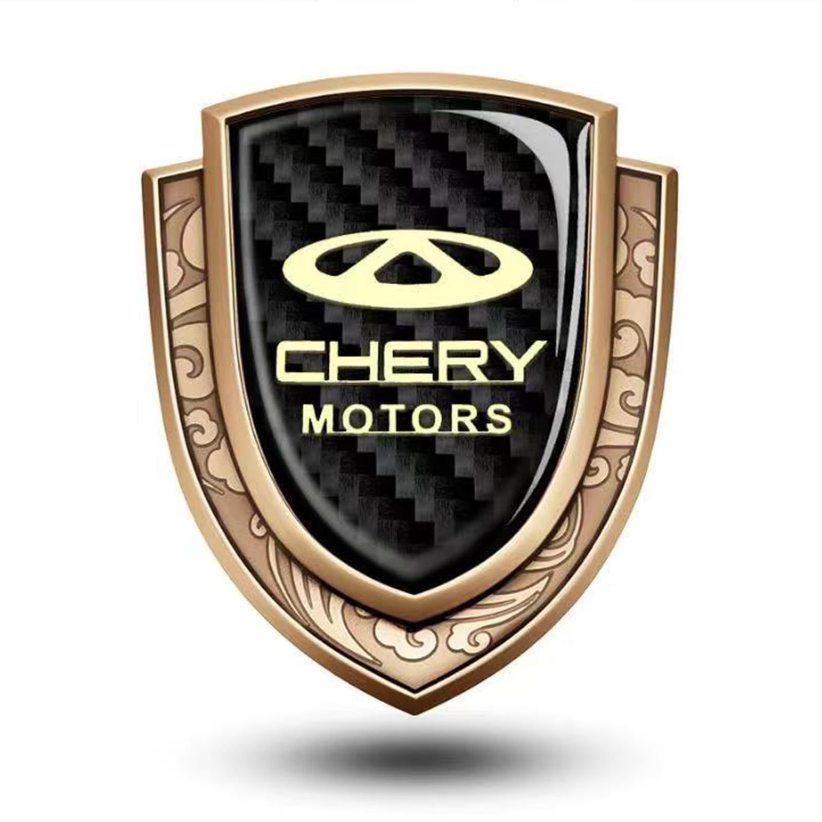 XSYBHD Für Chery Tiggo 8 Tiggo 9 Arrizo 8 Arrizo 5 Auto Emblem,Brauch 3D Metall Body Abzeichen Aufkleber,Nicht leicht zu verformen Auto Emblem Aufkleber,Car Styling Zubehör(Gold) von XSYBHD