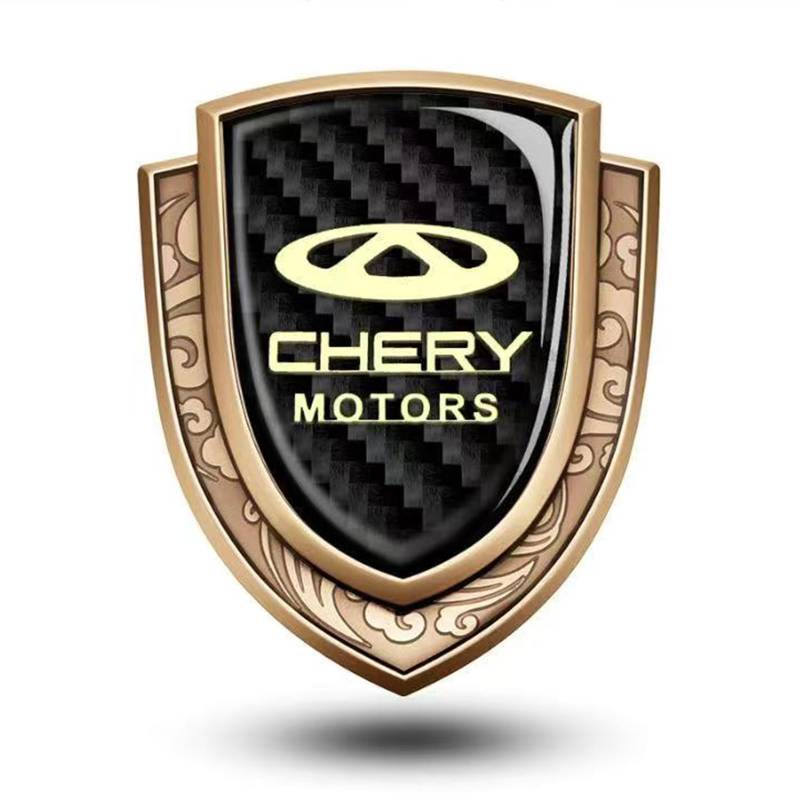 XSYBHD Für Chery Tiggo 8 Tiggo 9 Arrizo 8 Arrizo 5 Auto Emblem,Brauch 3D Metall Body Abzeichen Aufkleber,Nicht leicht zu verformen Auto Emblem Aufkleber,Car Styling Zubehör(Gold) von XSYBHD