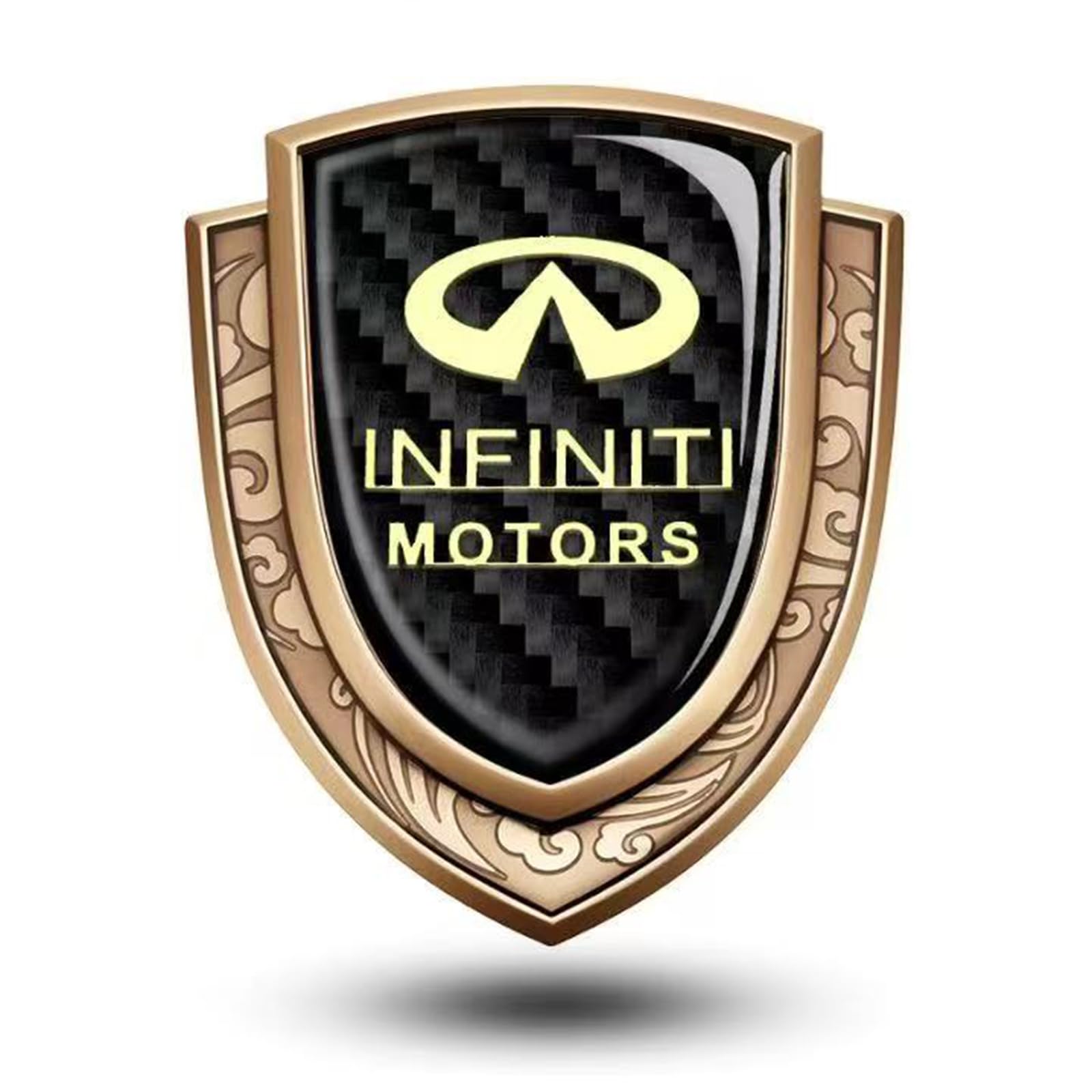 XSYBHD Für Infiniti Q50L QX50 QX60 Q70 QX80 ESQ QX30 G Series Q50 Auto Emblem,Brauch 3D Metall Heckklappe Emblemr,Nicht Leicht zu Verformen Karosserie Kofferraum Dekoration Aufkleber (Gold) von XSYBHD