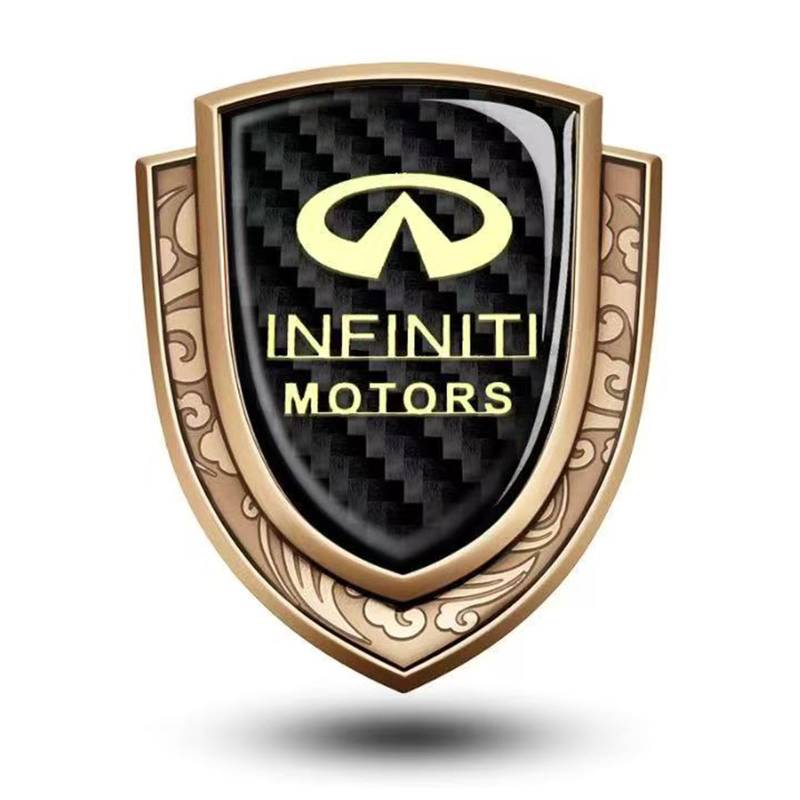 XSYBHD Für Infiniti Q50L QX50 QX60 Q70 QX80 ESQ QX30 G Series Q50 Auto Emblem,Brauch 3D Metall Heckklappe Emblemr,Nicht Leicht zu Verformen Karosserie Kofferraum Dekoration Aufkleber (Gold) von XSYBHD