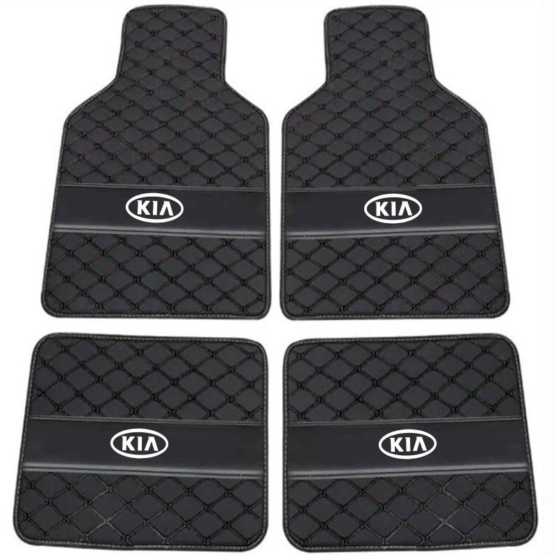 XSYBHD Für KIA EV6 2021-2024 Auto Fußmatten,Maßgefertigte Leder Automatten,Abriebfest Autofußmatten, Schutz vor Verschmutzung Innenzubehör(Black) von XSYBHD