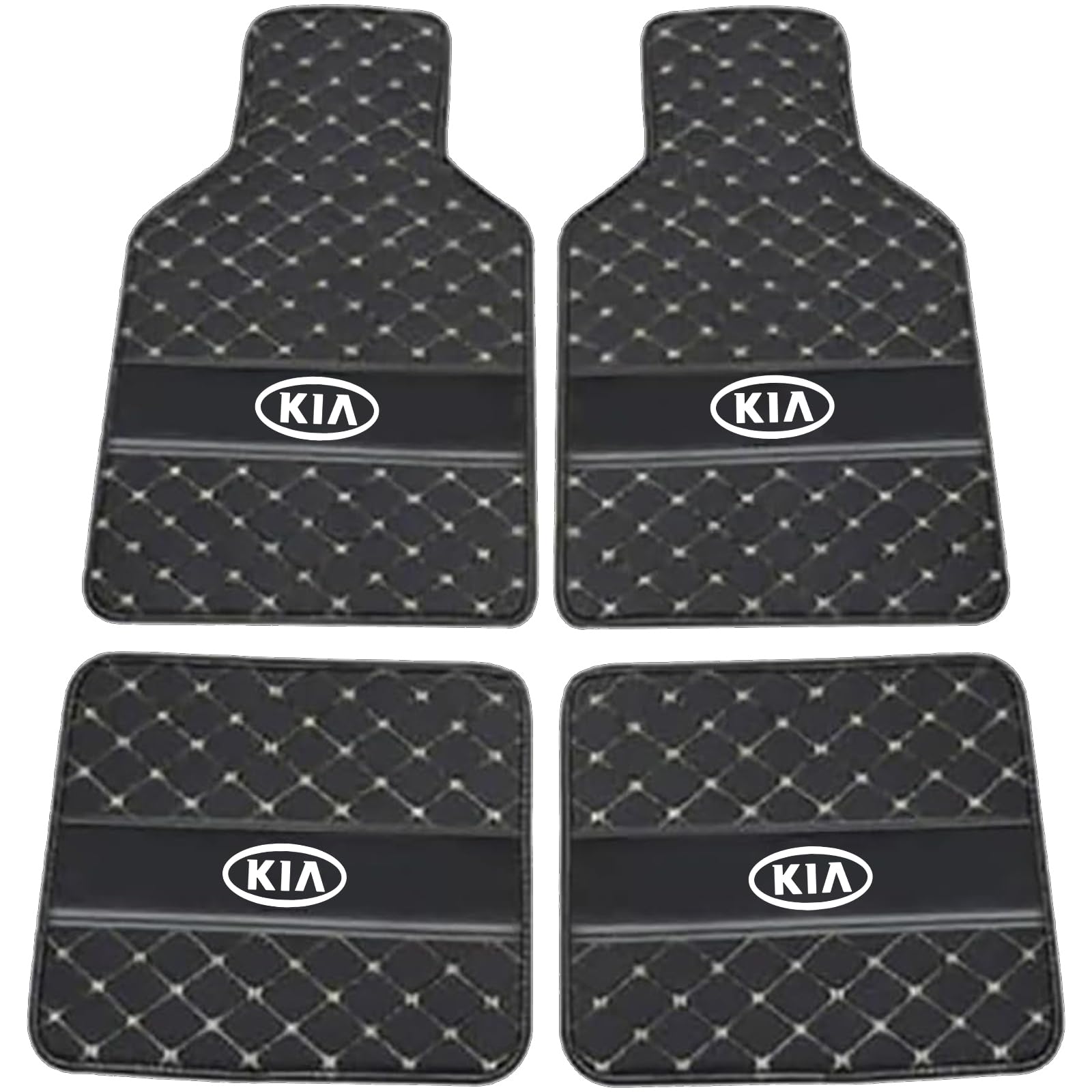 XSYBHD Für KIA EV6 2021-2024 Auto Fußmatten,Maßgefertigte Leder Automatten,Abriebfest Autofußmatten, Schutz vor Verschmutzung Innenzubehör(Black Beige) von XSYBHD