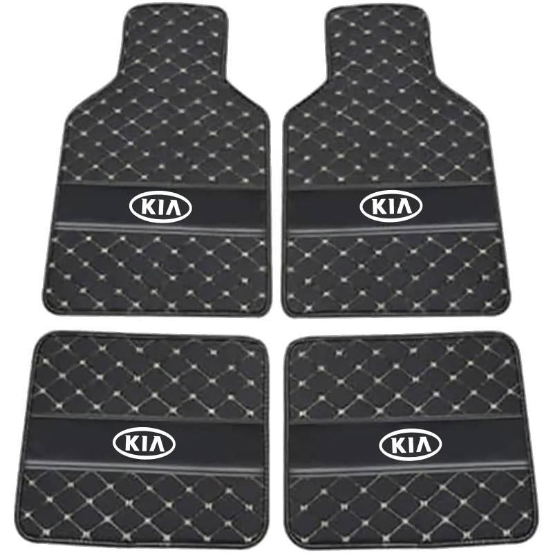 XSYBHD Für KIA EV6 2021-2024 Auto Fußmatten,Maßgefertigte Leder Automatten,Abriebfest Autofußmatten, Schutz vor Verschmutzung Innenzubehör(Black Beige) von XSYBHD
