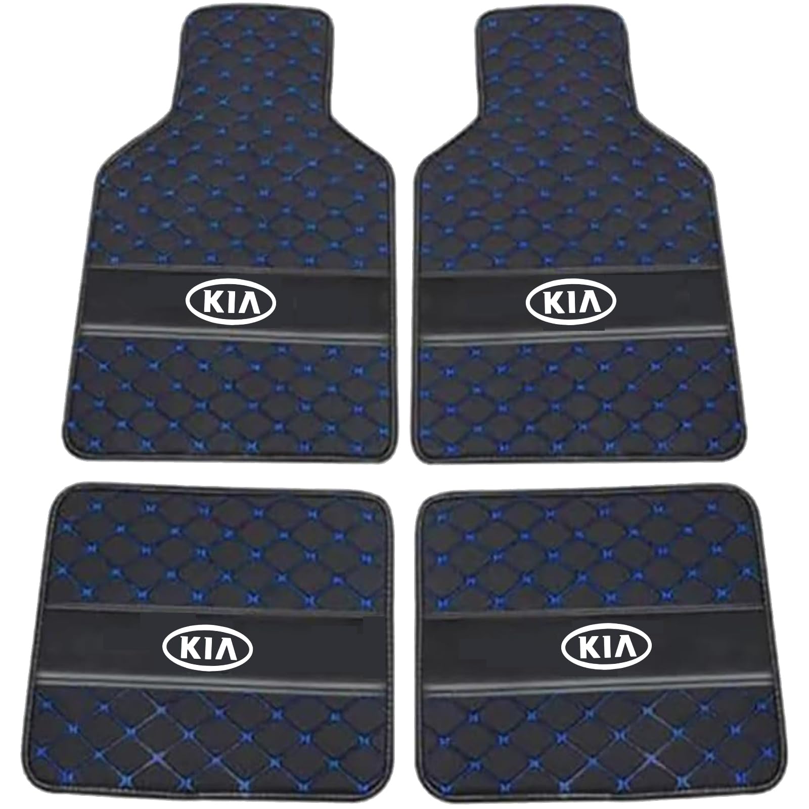XSYBHD Für KIA EV6 2021-2024 Auto Fußmatten,Maßgefertigte Leder Automatten,Abriebfest Autofußmatten, Schutz vor Verschmutzung Innenzubehör(Black Blue) von XSYBHD