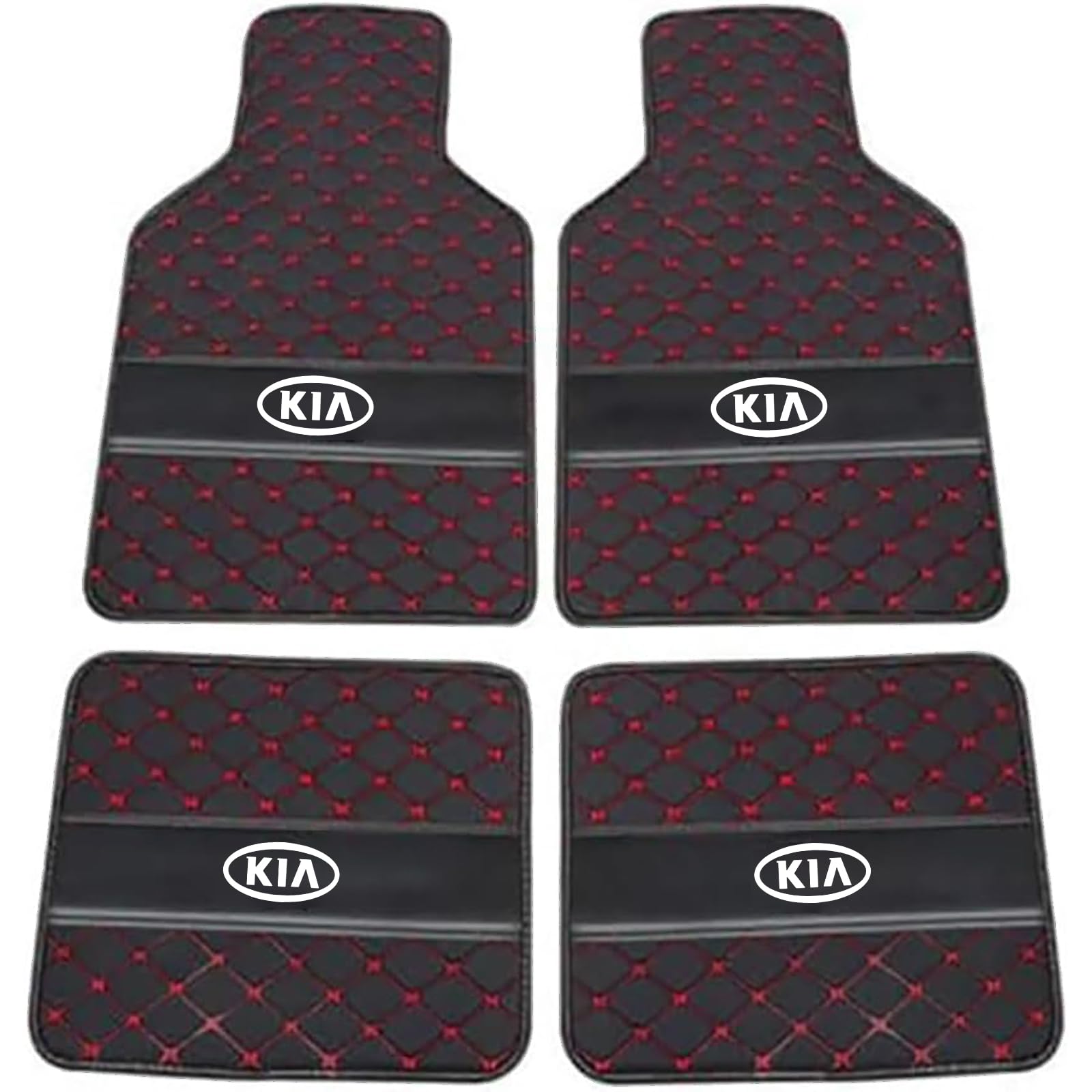 XSYBHD Für KIA Venga 2009-2023 Auto Fußmatten,Maßgefertigte Leder Automatten,Abriebfest Autofußmatten, Schutz vor Verschmutzung Innenzubehör(Black Red) von XSYBHD