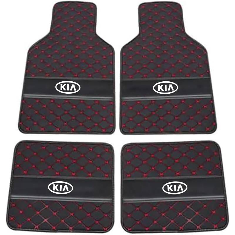 XSYBHD Für KIA Venga 2009-2023 Auto Fußmatten,Maßgefertigte Leder Automatten,Abriebfest Autofußmatten, Schutz vor Verschmutzung Innenzubehör(Black Red) von XSYBHD