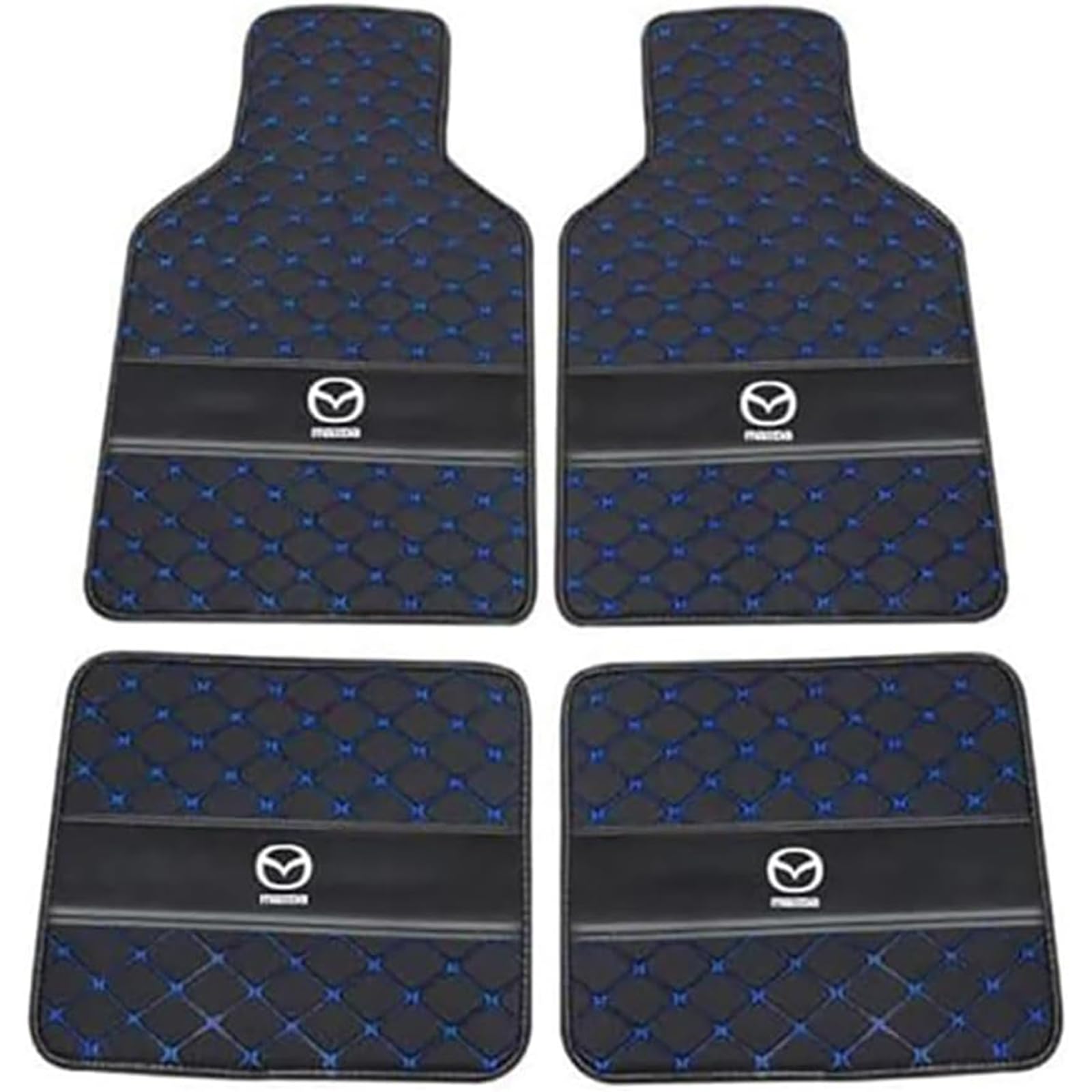 XSYBHD Für Mazda Mazad 6 2020-2024 Auto Fußmatten,Maßgeschneiderte Leder Absatzschoner Antirutschmatten,rutschfest Autoteppich Matten Set(Black Blue) von XSYBHD