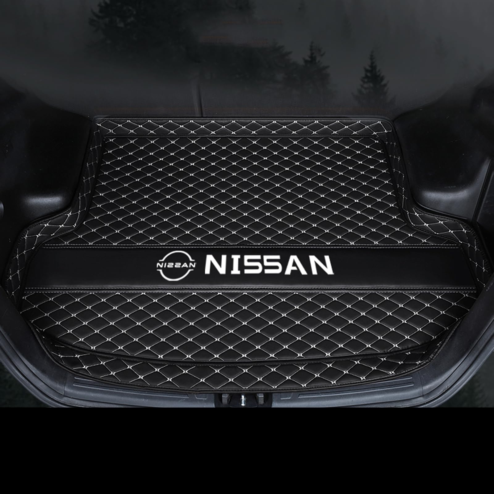 XSYBHD Für Nissan E Note 2012-2020 Leder Kofferraummatte, Wasserdicht Kofferraumwann, rutschfeste Kofferraum Schutzmatte, Kratzfest Laderaumwanne, Pflegeleichte Teppich für Kofferraum(Dark beige) von XSYBHD