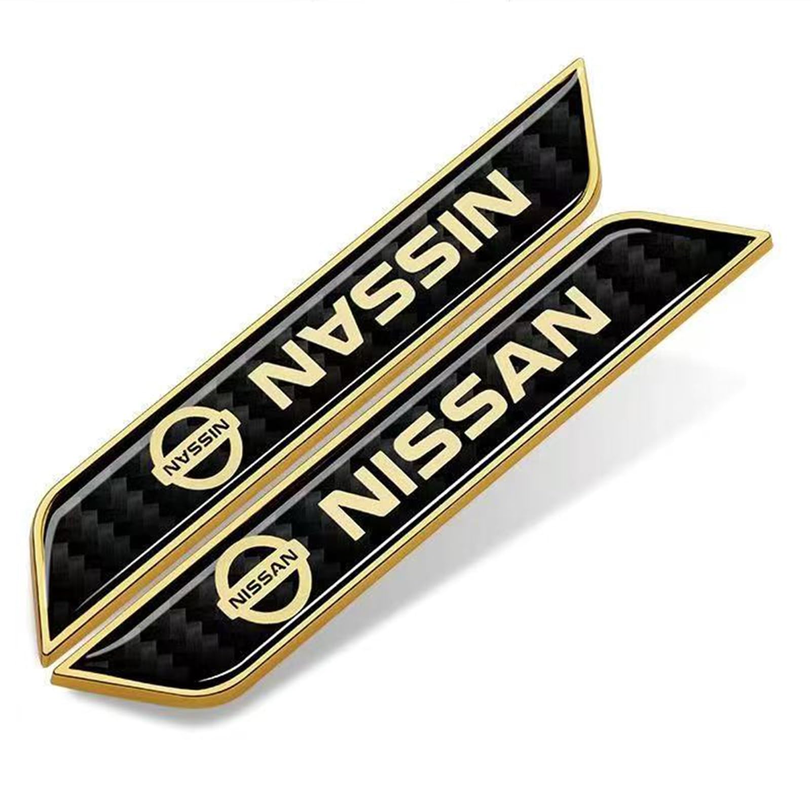 XSYBHD Für Nissan Leaf Note Sakura Sentra Auto Emblem,Brauch 3D Metall Emblem Frontgrill Karosserie Kofferraum Dekoration Aufkleber,Einfach installieren Auto Styling Zubehör(Gold) von XSYBHD
