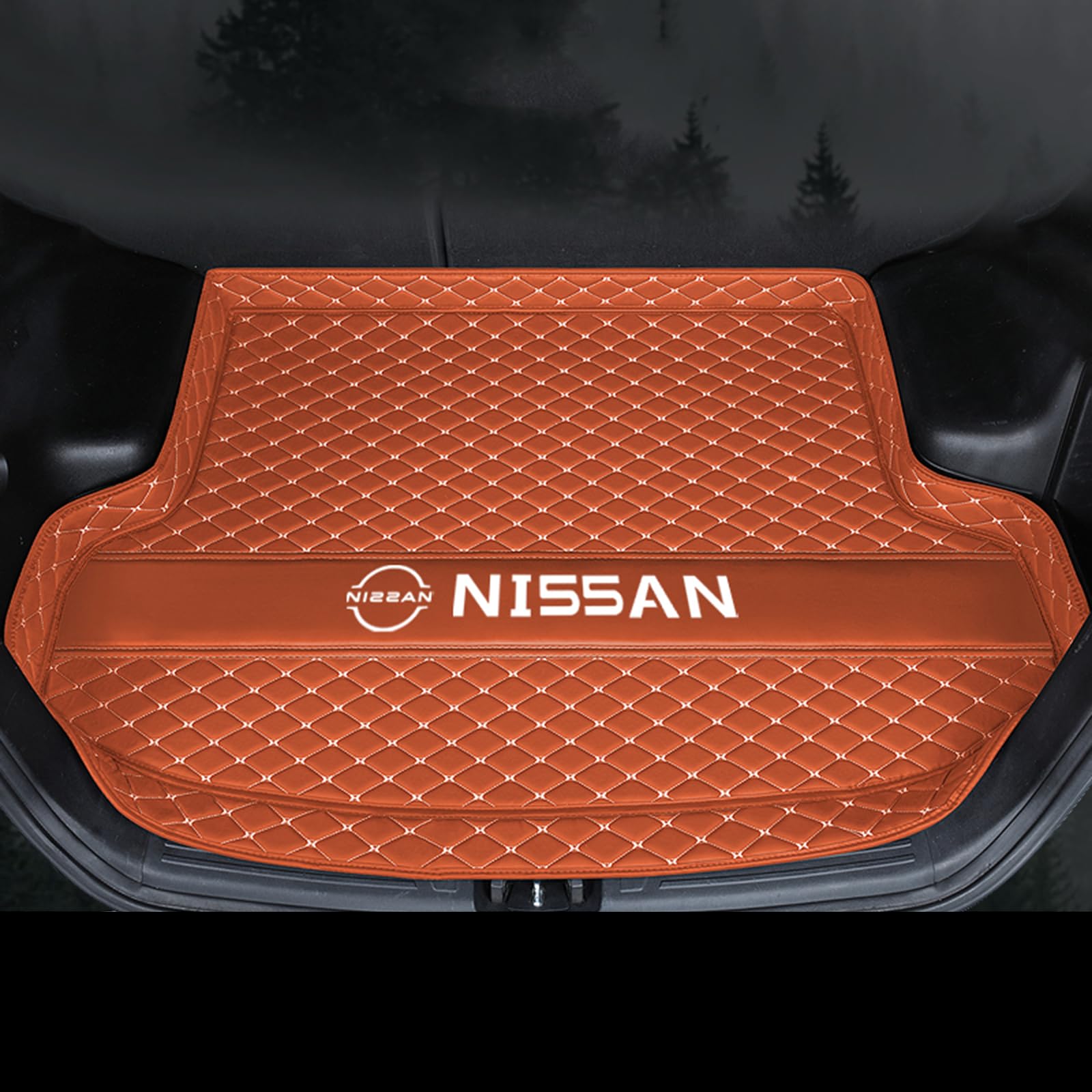 XSYBHD Für Nissan Sylphy 2006-2019 Leder Kofferraummatte, Wasserdicht Kofferraumwann, rutschfeste Kofferraum Schutzmatte, Kratzfest Laderaumwanne, Pflegeleichte Teppich für Kofferraum(Brown) von XSYBHD