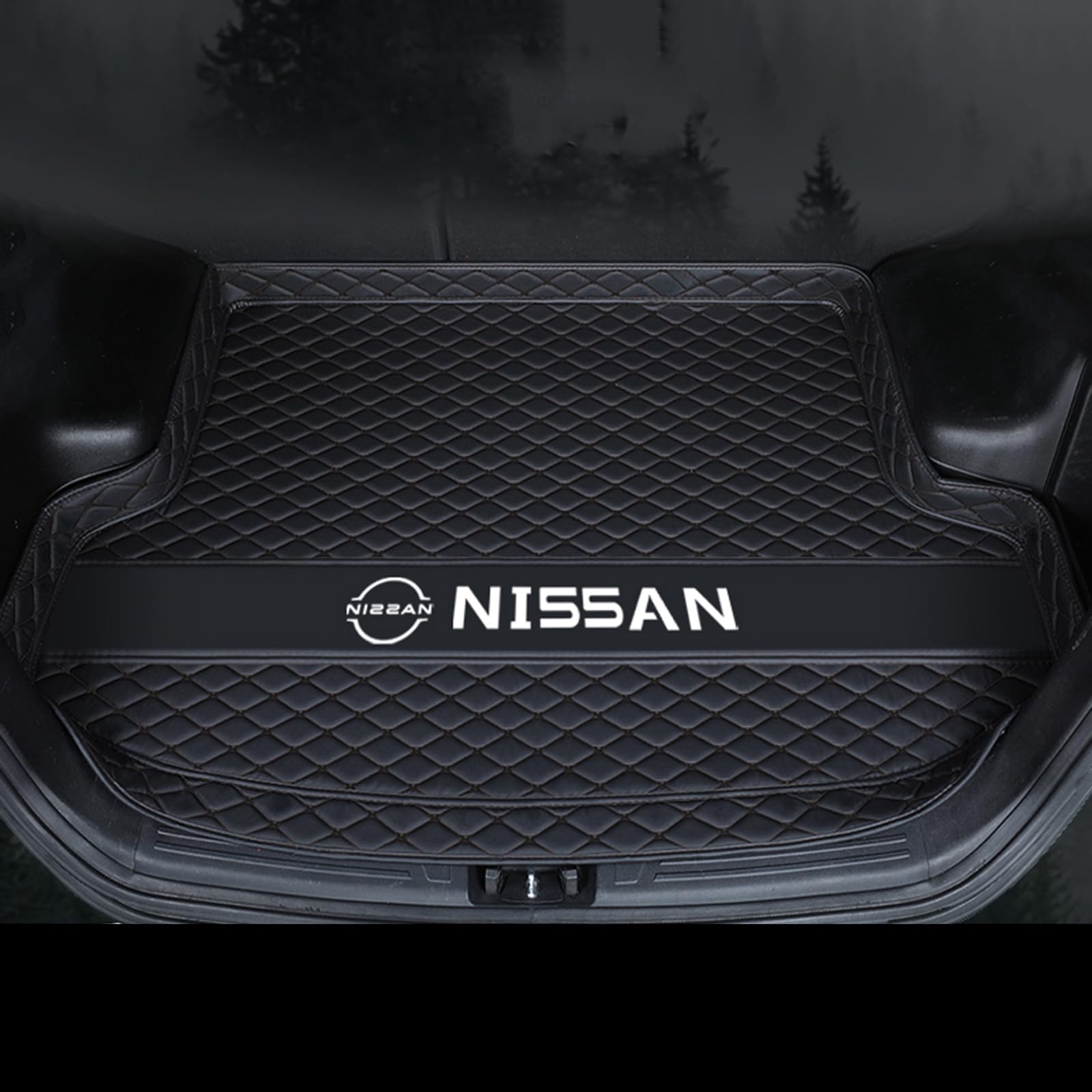 XSYBHD Für Nissan Sylphy 2020-2025 Leder Kofferraummatte, Wasserdicht Kofferraumwann, rutschfeste Kofferraum Schutzmatte, Kratzfest Laderaumwanne, Pflegeleichte Teppich für Kofferraum(Black) von XSYBHD