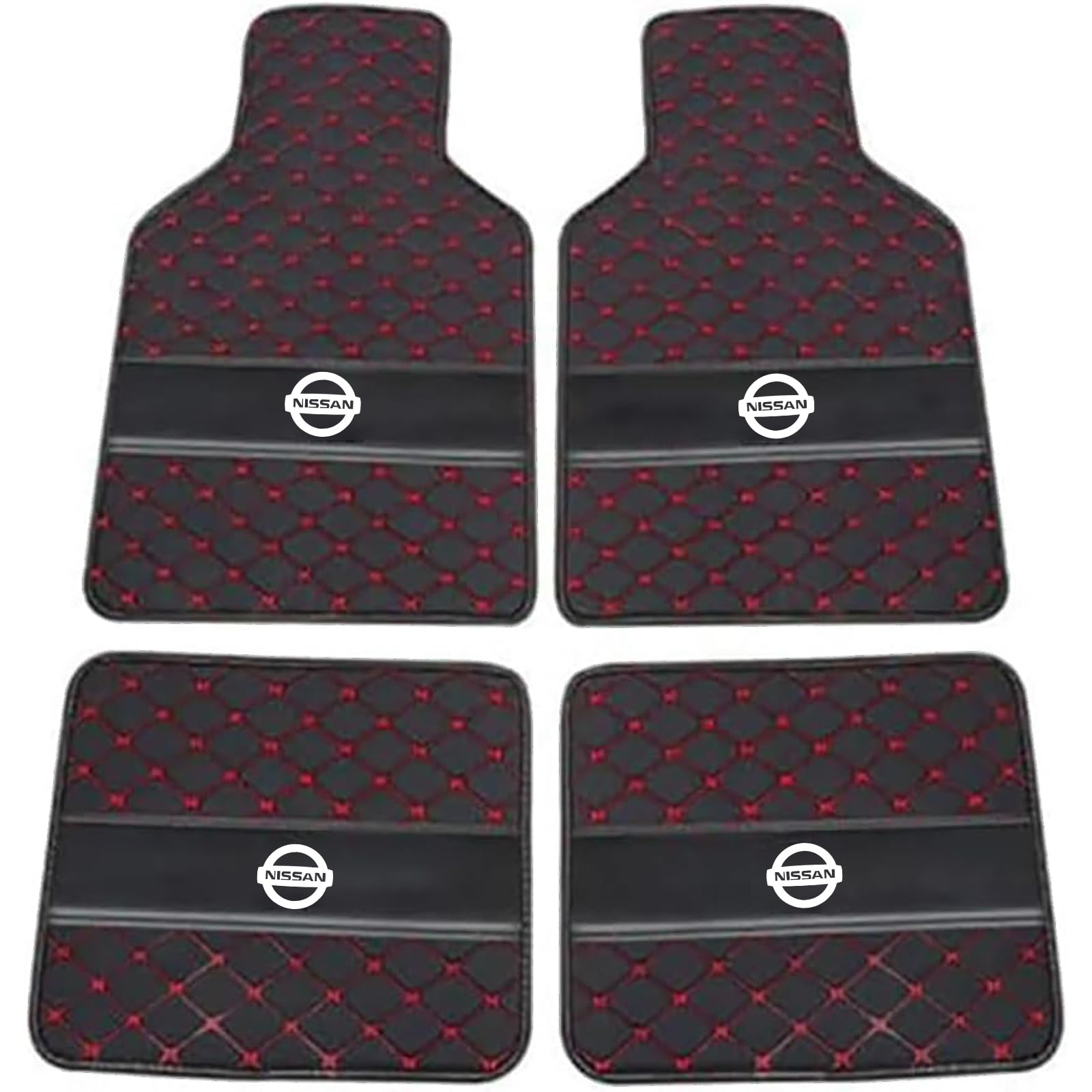 XSYBHD Für Volvov S60 2020-2023 Auto Fußmatten,Maßgefertigte Leder Automatten,Abriebfest Autotepiche, Vollständige Abdeckung Allwetter Innenzubehör(Black Red) von XSYBHD