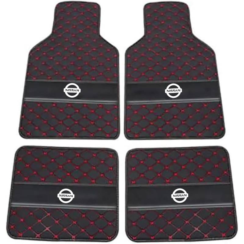 XSYBHD Für Volvov S60 2020-2023 Auto Fußmatten,Maßgefertigte Leder Automatten,Abriebfest Autotepiche, Vollständige Abdeckung Allwetter Innenzubehör(Black Red) von XSYBHD