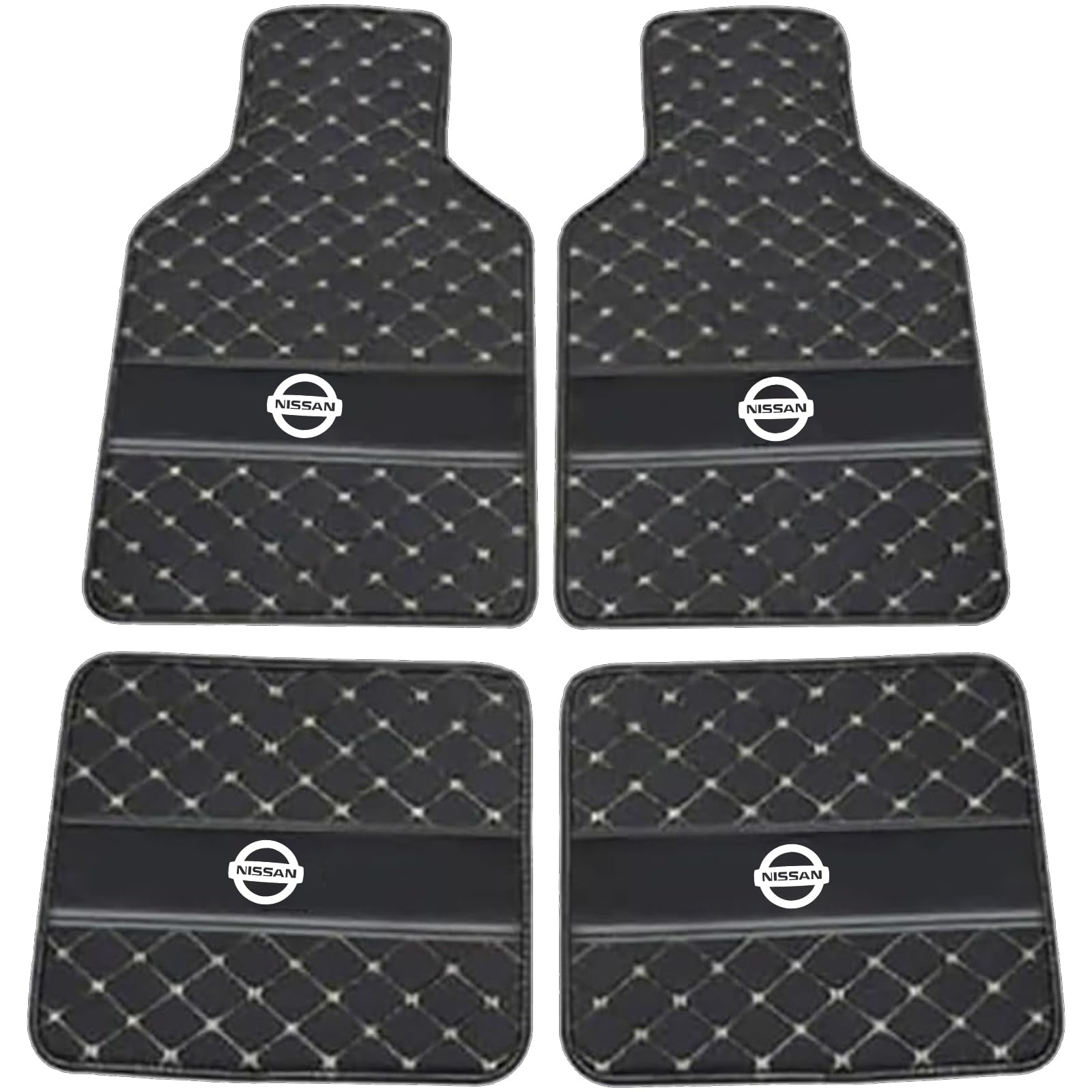 XSYBHD Für Volvov XC90 7seats 2015-2023 Auto Fußmatten,Maßgefertigte Leder Automatten,Abriebfest Autotepiche, Vollständige Abdeckung Allwetter Innenzubehör(Black Beige) von XSYBHD