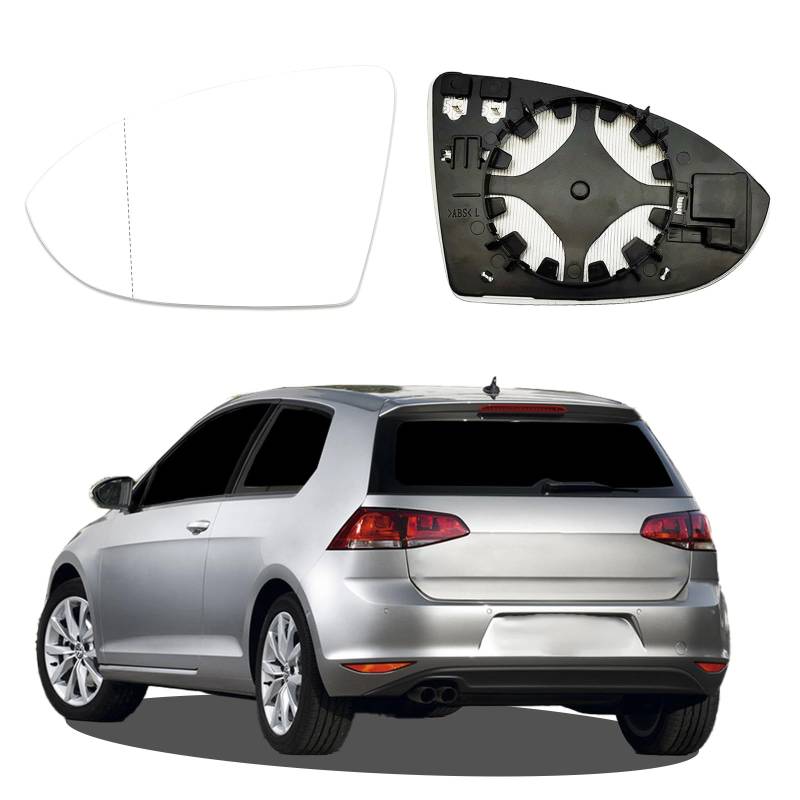 XSYKJGS Spiegelglas Golf 7 Links Beheizbar, Original mit Trägerplatte, Asphärisch Passend für Golf 7 Spiegelglas von XSYKJGS