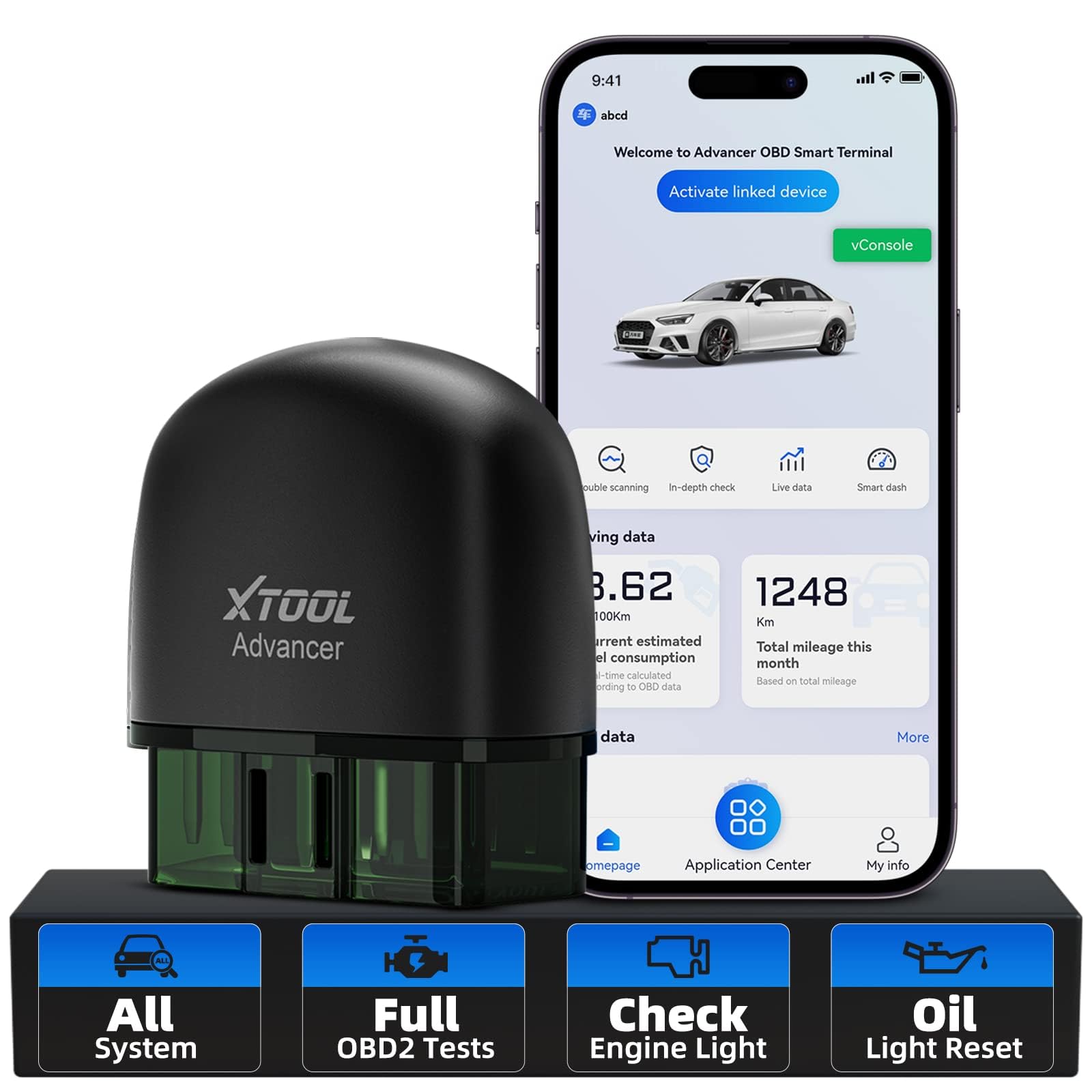 XTOOL AD20 Pro obd2 diagnosegerät, kabelloser Auto-Diagnosescanner mit vollständigem Systemscan, Öl-Reset, Leistungstest, Motorfehlercodeleser für iOS und Android, lebenslanges kostenloses Update von XTOOL