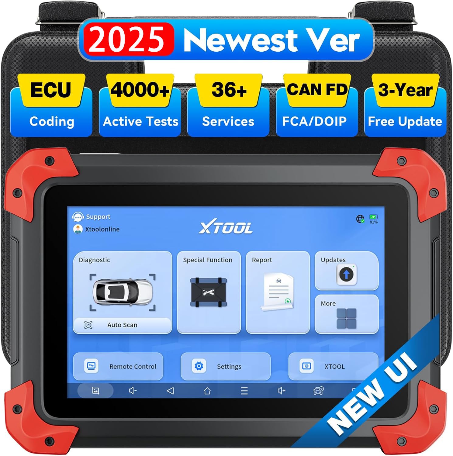 XTOOL D7 OBD2 Diagnosegerät Auto, ECU Codierung & Bidirektionale/Active Test, 36+Servicefunktionen, OE-Level vollständige Systemdiagnose, CANFD&DOIP, FCA, 3 Jahre Kostenlose Updates, 2025 Modell von XTOOL