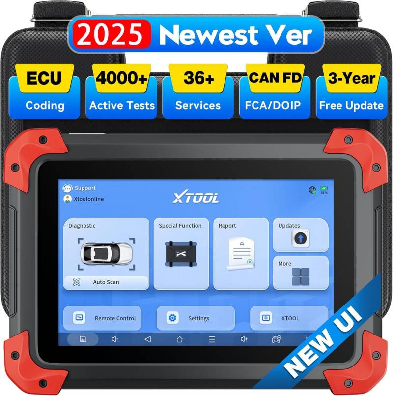 XTOOL D7 OBD2 Diagnosegerät Auto, ECU Codierung & Bidirektionale/Active Test, 36+Servicefunktionen, OE-Level vollständige Systemdiagnose, CANFD&DOIP, FCA, 3 Jahre Kostenlose Updates, 2025 Modell von XTOOL