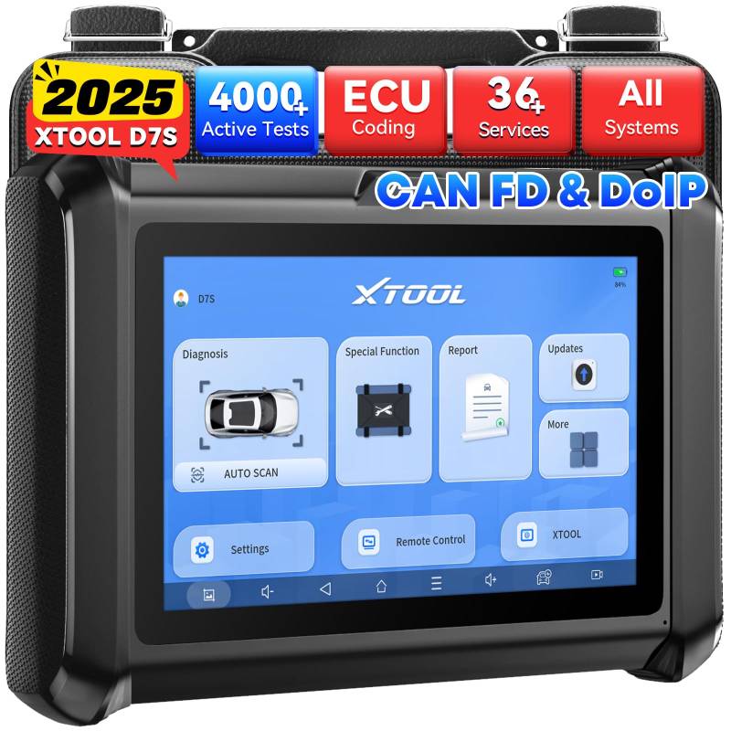XTOOL D7S OBD2 Diagnosegerät Auto, ECU Online Codierung & Bidirektional, 36+ Reset, V.A.G-geführte, PMI, OE-Level Vollständige Systemdiagnose, CAN FD&DoIP, 3 Jahre Updates, 2025 Upgrade of XTOOL D7 von XTOOL
