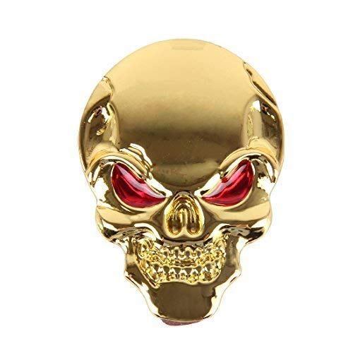 3D Metall Skull Totenkopf Sticker Emblem Badge Aufkleber PKW KFZ Auto Gold von XTRAFAST