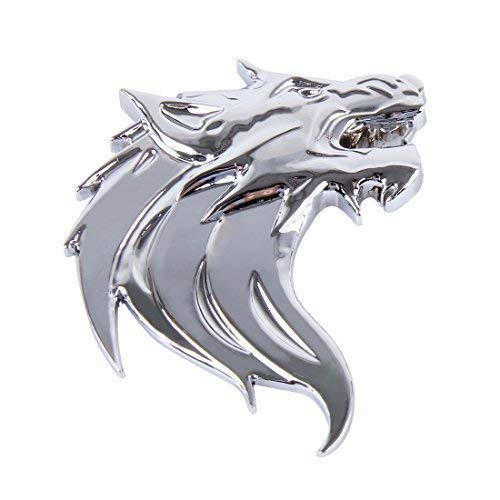 3D Metall Wolf Wolfkopf Chrom Emblem Badge Kühlergrill Grill PKW Auto Silber von XTRAFAST