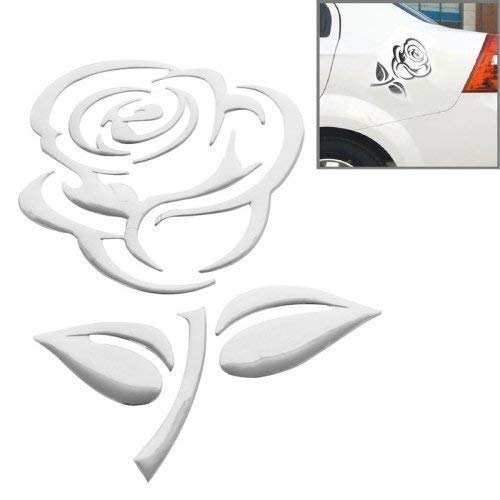 Aufkleber Sticker Silber Chrom 3D Emblem Rose Blume Auto Motorrad Styling von XTRAFAST