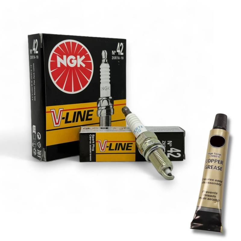 4x Zündkerzen V-Line passt für Fiat Punto 1.2/1.4 Bj. 2005-2012 + Kupferfett von XTRM-CAR